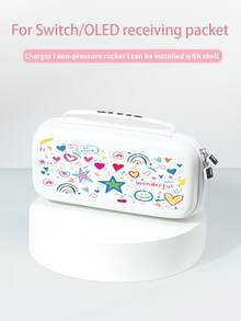 1pc Cute Rainbow Star Print Protective Case, Compatible With New Switch 2 (2025), Switch NS/Switch OLED/Lite, Compatible With Switch 2 Game Console Accessories, Full Set, Storage Bag, Switch Protective Case, Romantic Gift Compatible With Switch Players - Multicolor - View 5