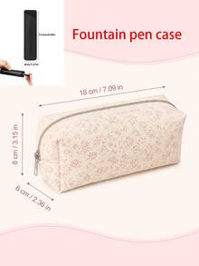 Pink Floral Pencil Case, Minimalist Large Capacity Student Stationery Bag, Office Stationery Bag, Makeup Tool Storage Bag, High Quality Large Capacity Pencil Case Storage Bag, Desktop Supplies, Back To School Essential Desktop Storage Box - Multicolor - View 7