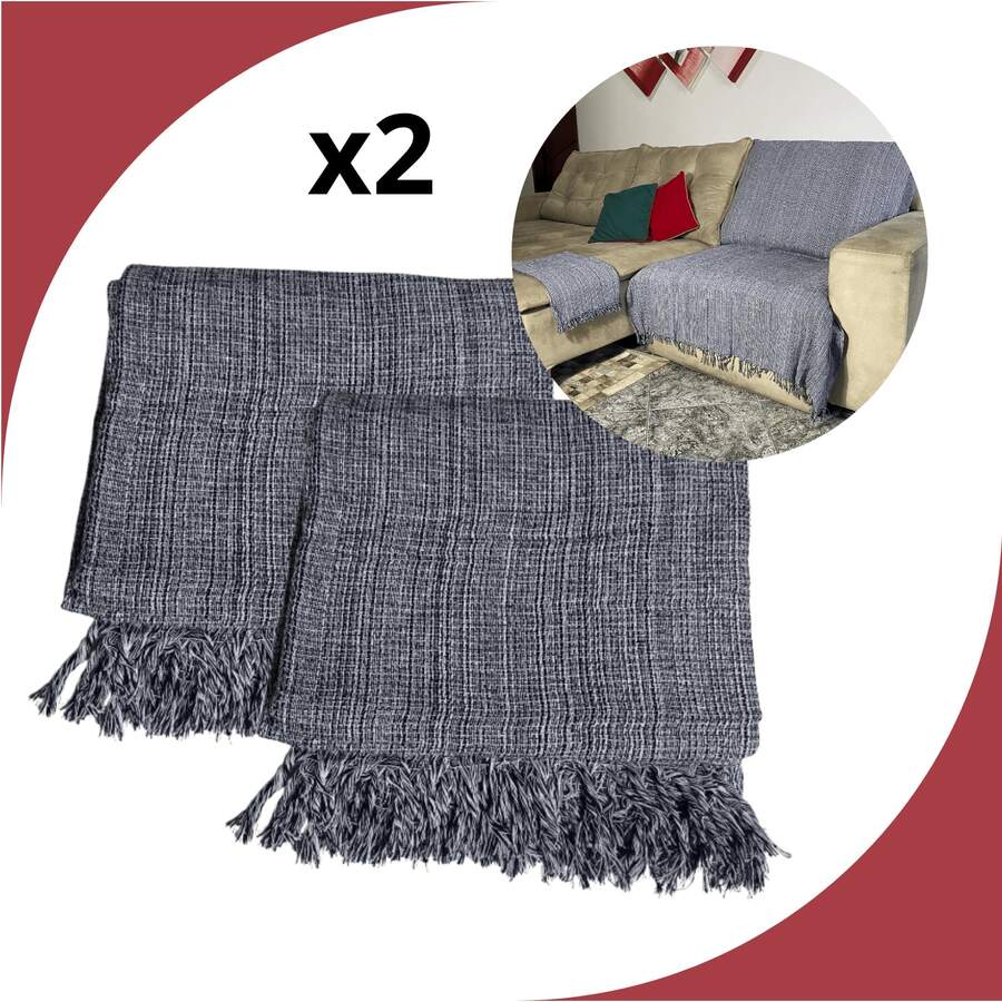 Kit 2 Mantas Para Sofá Luxuosa Várias Cores Tamanho 210x120 Decorativas ...