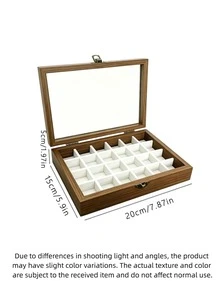 Caja de joyas con tapa transparente, caja de almacenamiento de pendientes 2 en 1, organizador de joyas de madera de nogal, forro de terciopelo, adecuada para exhibición en el hogar - Multicolor - Ver 14