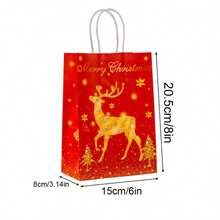 36/72/114pcs Christmas Gift Packaging Bags In Red, Party Hand-Held Gift Bags, Reindeer Snowflake Christmas Wreath Design Kraft Paper Bags, Suitable For Holiday Decorations Such As Anniversaries, With Christmas Stickers - Multicolor - View 3