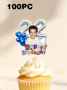 Personalized Photo Cupcake Toppers, Custom Face Birthday Cake Decorations With Age And Numbers, Birthday Party Decorations, Retro Collage Style Cupcake Toppers, Custom Photo Cake Decorations For Birthday Celebrations, Dessert Table Decorations, Party Supplies. - Multicolor - View 11