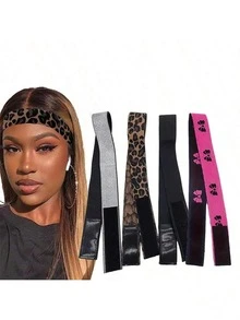 4pcs Adjustable Elastic Wig Bands, Polyester Non-Woven Fabric Woven, Edge Fixing Strap, Lace Frontal Fixing Strap, Suitable For Regular Hair, Wig Fixing Accessories - View 2