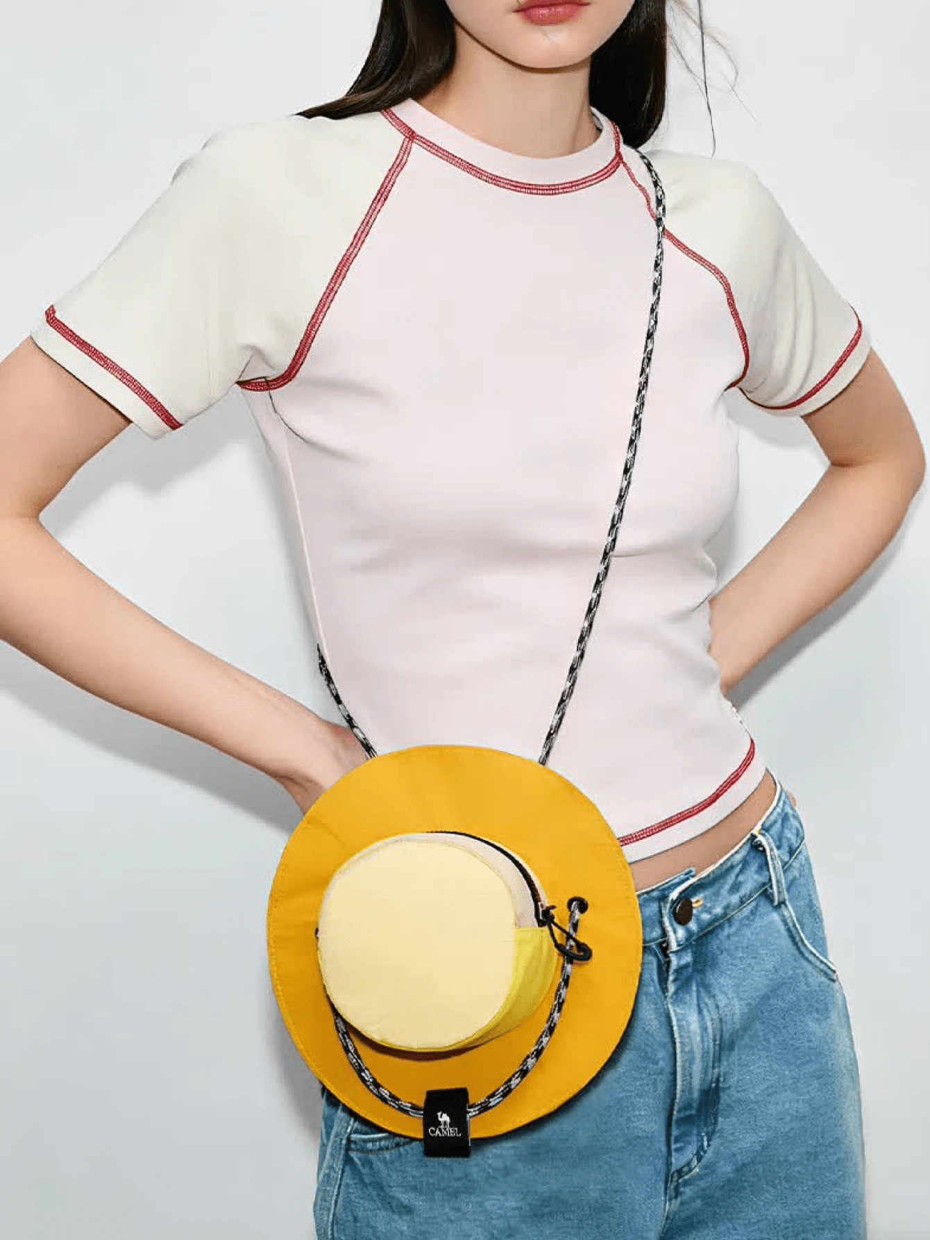 CAMEL CROWN Tas Selempang Mini untuk Bepergian, Tas Bahu Warna Dopamin yang Lucu, Tas Ransel Kecil Portabel untuk Perjalanan Luar Ruangan - Kuning - View 1