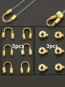 20-200pcs Jewelry Making Kit | Gold-Plated Flat Clasp, U-Shaped Hook, Bead Spacers, Metal Wire Connectors, Clasp Wrappers, Handmade Beaded Necklace - Multicolor - View 18