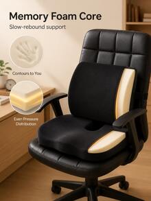 Minimalist Seat Cushion & Lumbar Support Set, Thickened U-Shaped Office Chair Back Cushion With Straps, Breathable Fabric Cover, Suitable For Office Chair, Computer Chair, Car Seat, Study, Home Office, Holiday, Holiday, Cyber Monday - Multicolor - View 10