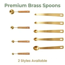 9pcs Stainless Steel Gold-Plated Measuring Spoons With Rosewood Handle - Gold - View 7