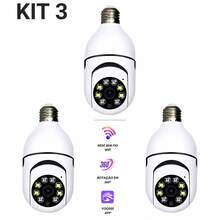 kit 3 câmera segurança wi-fi ip sem fio 360 encaixe lampada aplicativo yoosee ptz full HD visão not - Preto e Branco - Visão 1