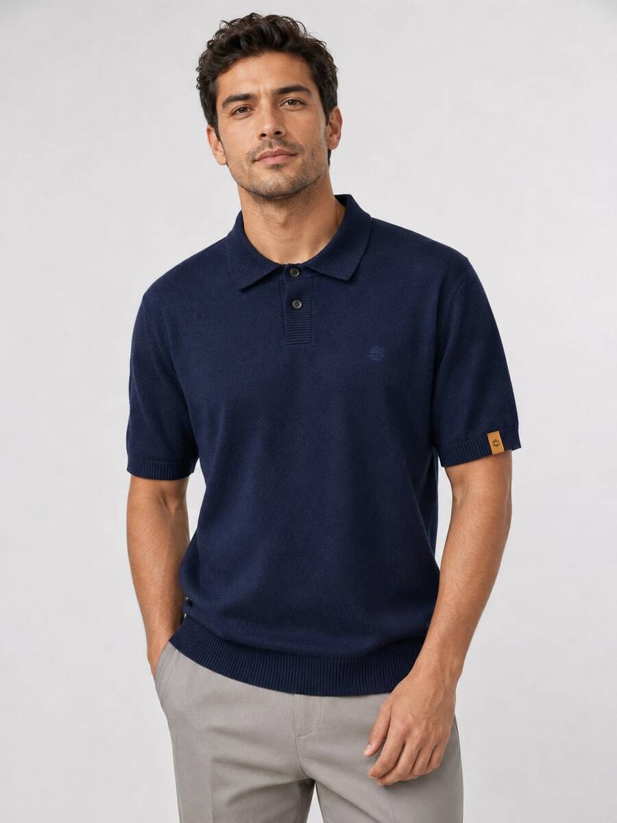 Timberland Summer New Men's Skin-Friendly Loose Breathable Outdoor Commute Casual Polo Shirt With Turn-Down Collar - Royal Blue - View 1
