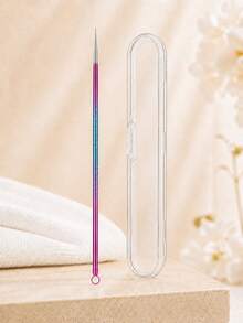 Gradient Color Professional Stainless Steel Dual-Head Blackhead Extractor Tool - Professional Dual-Head Extractor, Ergonomic Handle, Suitable For Squeezing Whiteheads, Blackheads, Acne And Facial Cleansing. No Battery Required, Portable Design, Durable Material, Easy To Clean, Essential For Beauty Enthusiasts, Designed For Skincare - Multicolor - View 11