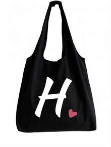 Pink Heart Letter A-Z Pattern Vest-Style Shoulder Bag, Women's Casual Canvas Tote Bag, Suitable For Vacation, Beach And Daily Life, Perfect Gift For Women, Mothers, Teachers, Friends And Bridesmaids, Large Capacity Bag, Students, Back To School Season, Portable Casual Storage Tote Bag, Multi-Functional Shopping Bag, Novel Design, Large Capacity, Ideal For Shopping, Shoulder Bag, Tote Bag, Lunch Bag, Lunch Box And More. - Multicolor - View 20