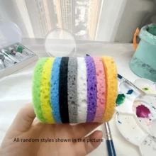 Large Capacity Brush Absorbent Pad - Multi-Color Combination Set, Suitable For Painting Brushes, Calligraphy Pens, Palettes And Other Art Tools, Effectively Cleans Art Supplies. Each Set Includes One Round Transparent Plastic Box And Three Different Colored High Absorbent Pads, Reusable, A Thoughtful Gift For Friends - Round - View 1