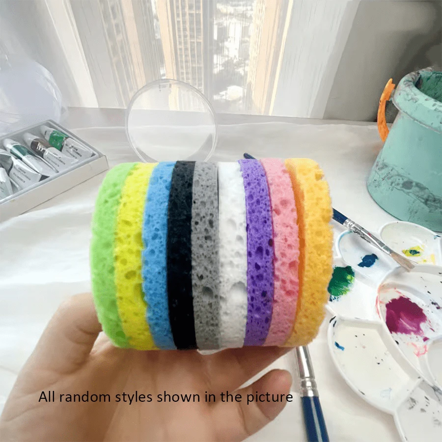 Large Capacity Brush Absorbent Pad - Multi-Color Combination Set, Suitable For Painting Brushes, Calligraphy Pens, Palettes And Other Art Tools, Effectively Cleans Art Supplies. Each Set Includes One Round Transparent Plastic Box And Three Different Colored High Absorbent Pads, Reusable, A Thoughtful Gift For Friends - Round - View 1