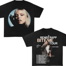 Reneé Rapp Bite Me Tour Black Double Side Tee, Alt Pop Portrait Front, Artist Poster Back With Syd, Ravyn Lenae Guests & Concert Dates. - 黑色 - 查看 11