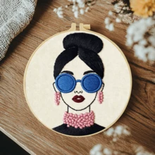 1 buah, ukuran 20*20cm/7.9*7.9in, Kit Bordir Berbagai Potret, Set Bordir Buatan Tangan DIY untuk Pemula Dewasa, Hadiah Rumah, Hadiah Menjahit Wanita, Termasuk Panduan Pengguna, Kain Pola Cetak, Bingkai Bordir, Jarum dan Benang. - Potret yang berbeda - View 16