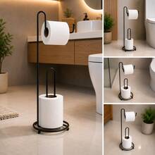 Suporte Porta Papel Higiênico De Chão 3 Rolos Organizador Banheiro Aramado Chão Moderno Compacto Resistente - Visão 3