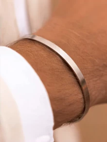 1件男士時尚不鏽鋼手鍊，防水飾品，精緻禮物，日常配戴 - 金黃色 - 查看 3