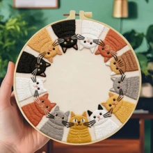 1 قطعة 20*20 سم/7.9*7.9 بوصة، طقم تطريز قطط مختلفة، طقم تطريز يدوي DIY للمبتدئين البالغين، هدية منزلية، هدية خياطة للنساء، يشمل دليل المستخدم، قماش مطبوع بالنمط، إطار التطريز، الإبرة والخيط. - قطط مختلفة - مشاهدة 15