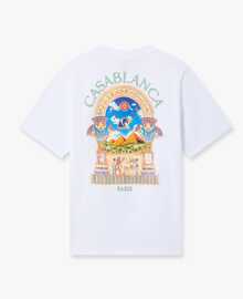 Casablanca Paris 1 Pc Unisex Casual 100% Cotton T-Shirt With Egyptian Pyramid Arch Back Print, Streetwear And Travel, Summer, Vintage Style, Unisex T-Shirt - White - View 1