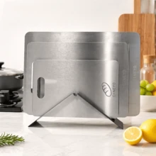 CINEYO 4-Piece Set (3-Piece Cutting Board With Stand) Stainless Steel Cutting Board With Detachable And Easy-To-Assemble Stand. Designed For Kitchen Use, Dishwasher , Suitable For Preparing Various Ingredients. - 4pcs - View 8