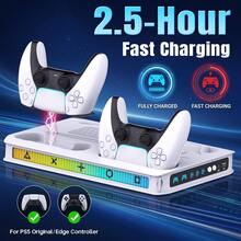 Cooling Charging Station For P5, P5 Slim And P5 Pro, 3-Speed Fan, Dual Controller Charger, 9 RGB Modes, Headphone Holder - White - View 6