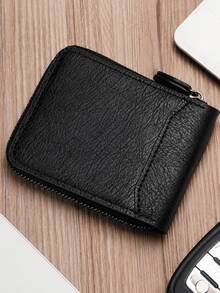 Vintage Men's Zipper Wallet, 2026 Model, Horizontally Foldable With Multiple Card Slots (Driver's License/ID). - Black - View 3