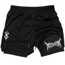 Bermuda Masculina 2 em 1 Dry Fit com Compressão para Corrida Academia e Treino Diário  Edition 2 - Preto - Visão 1