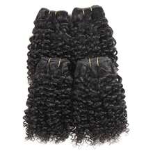 Brasilianska lockiga hårförlängningar i mänskligt hår, jungfruligt hår, kinky curly, obearbetat Remy-hår, billiga hårförlängningar i naturligt mänskligt hår, 50 g/st - Natural Black - Visa 15