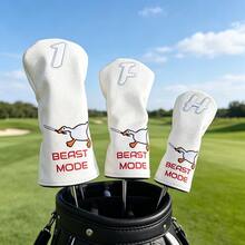 Cartoon White Goose Golf Club Headcover, Universal For Driver, Fairway Wood And Iron, PU Waterproof And Anti-Collision - White - View 4