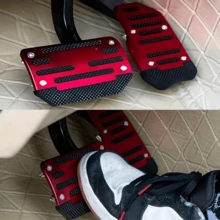 1 Set Penutup Pedal Otomatis Paduan Merah dengan Karet Anti Selip, Tahan Aus, Meningkatkan Keselamatan Berkendara, Cocok untuk Sebagian Besar Mobil Otomatis, SUV, dan ATV - A - View 1
