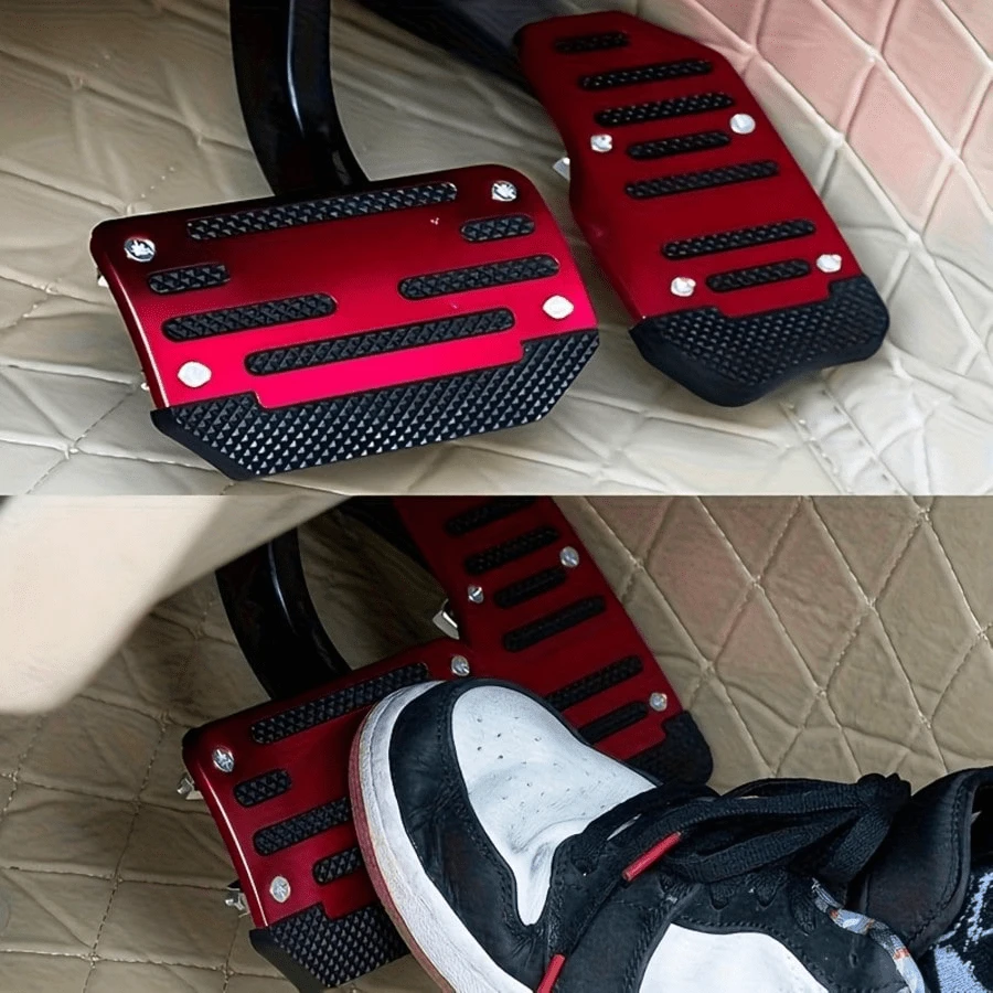1 Set Penutup Pedal Otomatis Paduan Merah dengan Karet Anti Selip, Tahan Aus, Meningkatkan Keselamatan Berkendara, Cocok untuk Sebagian Besar Mobil Otomatis, SUV, dan ATV - A - View 1