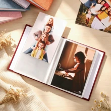 Customized Name & Photo Album Personalized Window Pane Linen Cover Scrapbook Family Wedding Anniversary Gift Newlywed Couple Commemorative Book Customized Name Embroidered Photo Album Vintage Linen Journal With Family Travel Photo Frame - Multicolor - View 2