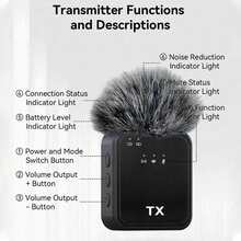 Mikrofon Lavalier Nirkabel Profesional, Peredam Kebisingan Cerdas Profesional, Kondensor Omnidirectional, Baterai 230mAh, Pelindung Angin, Antarmuka USB (Multi-Port Opsional), Baterai Lithium Isi Ulang, Konektivitas 2.4G/3G/4G/5G, Cocok Untuk Live Streaming, Wawancara, Rekaman Lagu, Video Podcast, Wawancara Dan Video Blog. - View 5