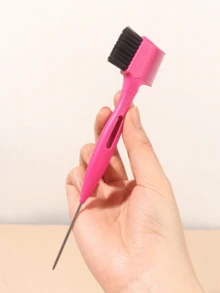 1Pc Dual‑End Edge Control Brush & Rat Tail Comb With Free Replacement Brush Heads, Hair Styling Tool For Braids & Baby Hair - Multicolor - View 5