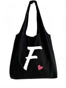 Pink Heart Letter A-Z Pattern Vest-Style Shoulder Bag, Women's Casual Canvas Tote Bag, Suitable For Vacation, Beach And Daily Life, Perfect Gift For Women, Mothers, Teachers, Friends And Bridesmaids, Large Capacity Bag, Students, Back To School Season, Portable Casual Storage Tote Bag, Multi-Functional Shopping Bag, Novel Design, Large Capacity, Ideal For Shopping, Shoulder Bag, Tote Bag, Lunch Bag, Lunch Box And More. - Multicolor - View 18
