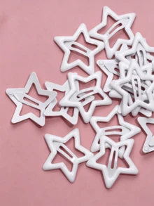 100pcs Y2K Star Hair Clips, Black White Pink Five-Point Snap Barrettes For Women, Basic Daily School Party Sport Hair Accessories - Multicolor - View 7