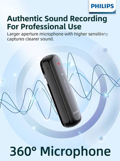 Philips VTR5170 Voice Recorder HD Noise Reduction Speech-To-Text Transcription One-Key Portable Professional Noise Cancelling