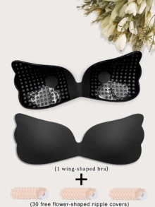 1pc Strapless Wing-Shaped Adhesive Bra (Includes 30pcs Nipple Covers), Soft Lift And Shaping, Suitable For Daily Wear And Body Sculpting - Multicolor - View 11