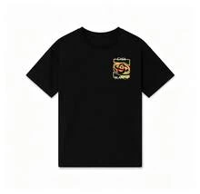 Casablanca Paris 1 Stk. Lässiges Unisex-T-Shirt, 100% Baumwolle, mit abstraktem, fluoreszierendem Grafikdruck auf dem Rücken, Streetwear und Sommer-Outfit, Sommer, Vintage-Stil, Unisex-T-Shirt - Schwarz - Übersicht 2