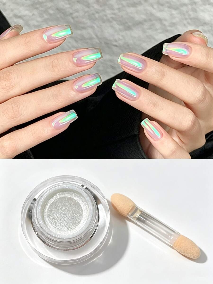 氣墊瓶裝極光美甲粉－美人魚極光效果，美甲亮粉裝飾，適合居家 DIY 與沙龍美甲