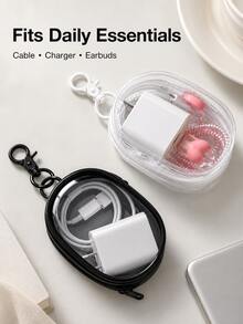 1pc Portable Mini Transparent Zipper Storage Bag, Multi-Functional Jewelry Organizer, Suitable For Earphones, Power Bank, Keychain, Rings, Perfume, Travel Accessories, Unisex, Travel Essential (Keychain Style Random), Holiday Essential - Multicolor - View 7