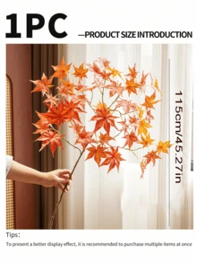 ZaiYe 1pc, Artificial Large Maple Leaf Branches, Fall Decoration, Artificial Flowers And Greenery, Suitable For Parties, Autumn Home Decoration, Suitable For Wedding Bouquets, Table Centerpieces, Thanksgiving/Halloween And Day Of The Dead Decorations - Multicolor - View 12