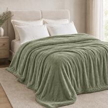 nerd hunters Silkce Premium Soft Plush Blanket 200x220cm Bed & Sofa - Olive Green - View 3