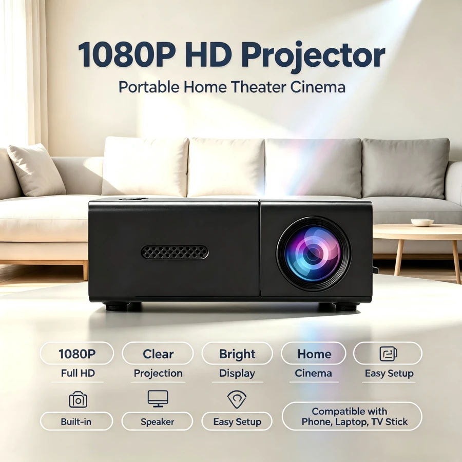 Nuevo Proyector LED Portátil Mini YG300 para el Hogar, Soporta Rotación de 180° y Corrección de Keystone, Altavoz Integrado; Compatible con USB, Teléfono, Computadora, TV, Soporta Espejo de Pantalla de Teléfono por Cable, Compacto y Fácil de Transportar