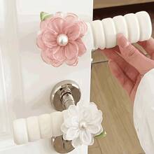 Fabric Floral Door Handle Cover, Luxury Faux Pearl Door Handle Sleeve - Multicolor - View 1