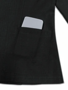 Women's Colorblock Striped Lapel Blazer, 3/4 Rolled Sleeve Single Button Casual Suit Jacket, Commute Slim Fit Versatile Top, Black, Autumn - Black - View 7