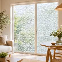 Geometric Crystal Privacy Window Film, Blue Diamond Pattern Static Cling Glass Sticker, No Glue Removable Reusable Light-Filtering Window Cover For Bathroom, Living Room, Office & Door - 1PC - View 8