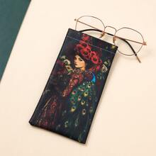 1PC Fashion Peacock & Girl Print Glasses Pouch, Lightweight & Portable, PU Leather, Elegant Fashion Glasses Storage Bag, Versatile For Daily & Travel Use, Holiday Gift For Friends - A - View 6