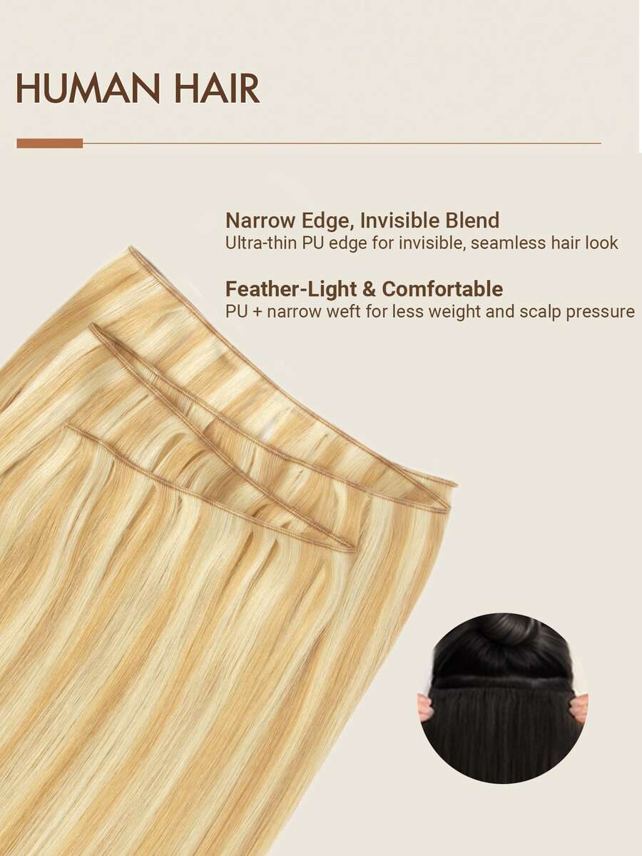 Genius Hair Extensions 真人髮束 不可退貨 直髮絲滑髮束，適合稀疏與細髮質增厚，自然黑棕金 14-22 英吋 沙龍級雙抽髮