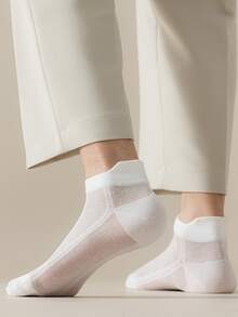 4/8/20 Pairs Mesh Invisible Ankle Socks, Neutral Solid Color Summer Ultra-Thin Low-Cut Short Socks, Non-Slip Comfortable Compression Socks, Solid Color Ice Silk Sports Fitness Socks, Neutral Air Conditioning Socks, Soft Non-Slip Elastic Band Design, Perfect For Daily Wear And Outdoor Activities - Multicolor - View 5